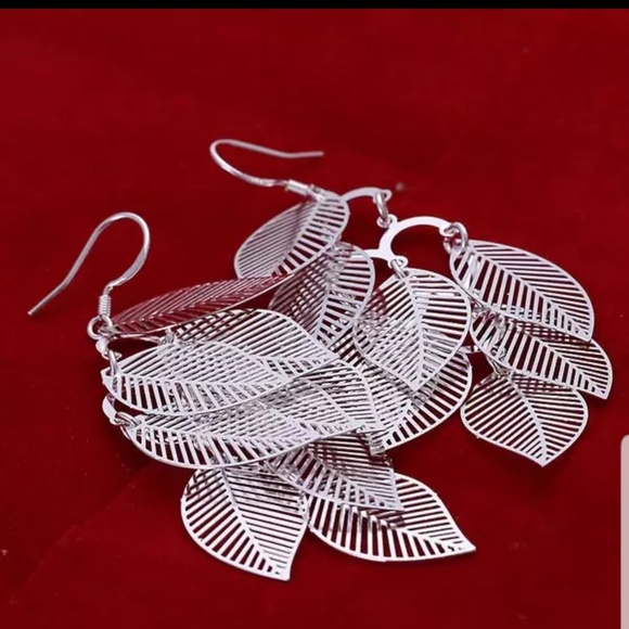 ❤💎Sterling silver leaves tassel earrings - Picture 3 of 5